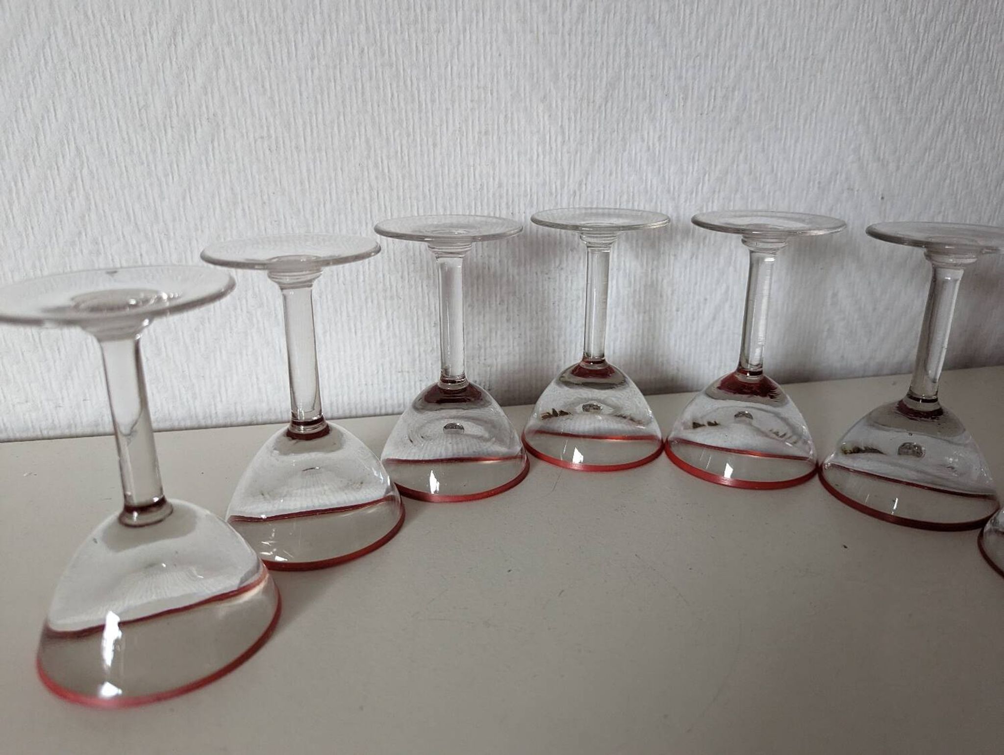 Bistro glass, thick bottom with red rim, 1950s