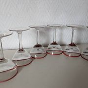 Bistro glass, thick bottom with red rim, 1950s