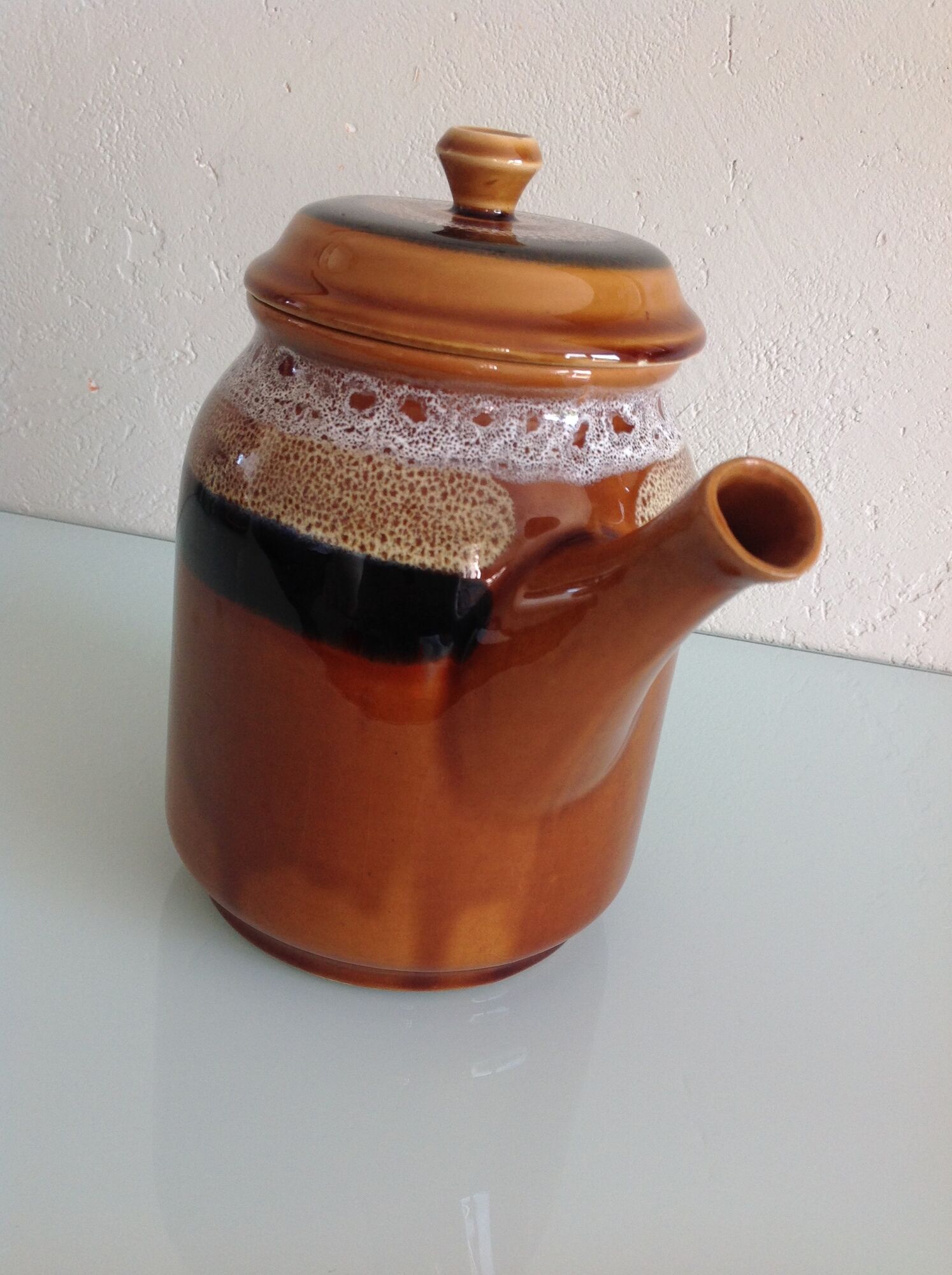 Coffee pot decor Hawai des Faienceries de Sarreguemines vintage 60s and 70s