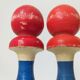 Bowling game 1920 art pop red blue white yellow 2 balls old toy