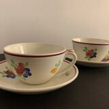 2 cups and 2 sub cups old earthenware Gien model Mireille
