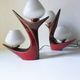 2 lamps 1950 ceramic opaline