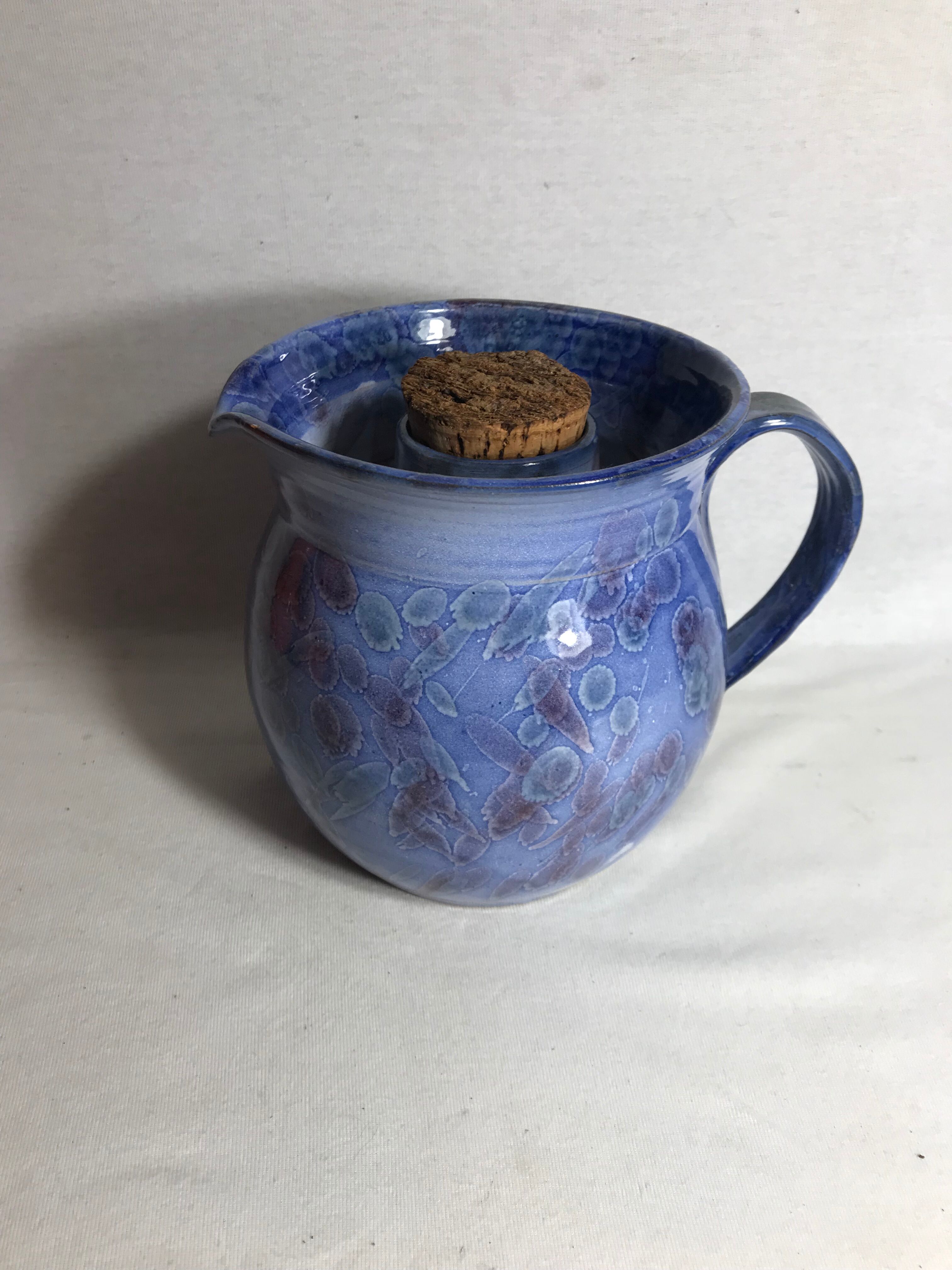 Blue ceramic decanter