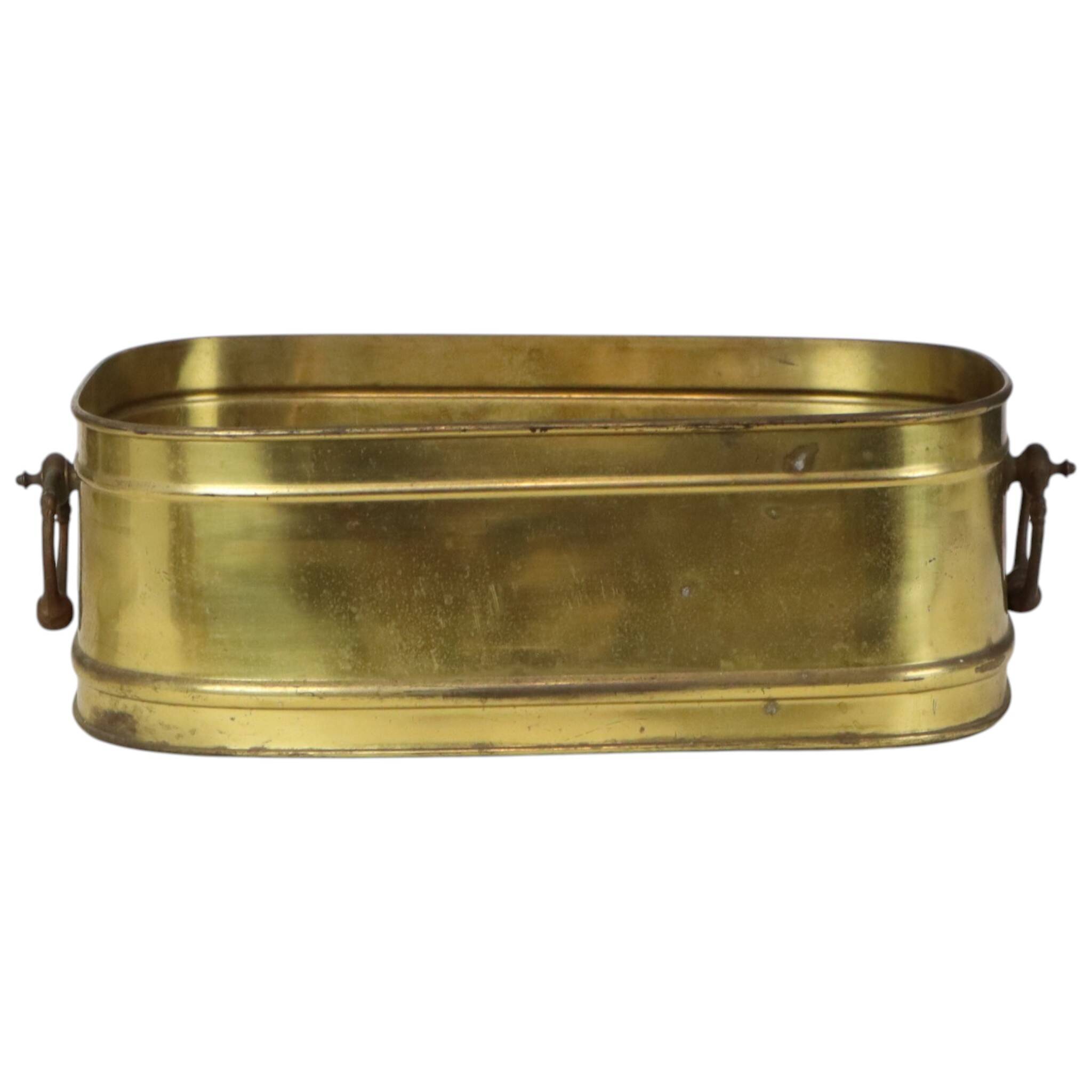 Large Oval Brass Planter Vintage XL Cachepot 41cm