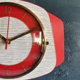 Vintage formica clock silent wall clock "Rouge Gris"