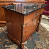 Chest of drawers with columns in blond walnut Empire style XIXth