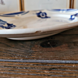 Badonviller dish model Alain, oval and round dish with blue flowers.