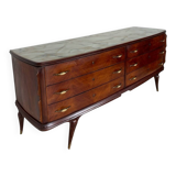 Commode en placage de palissandre avec plateau en onyx vert