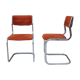 Pair of orange velvet chairs Roche Bobois 70s