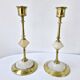Pair Of Antique Candlesticks In Brass And Alabaster