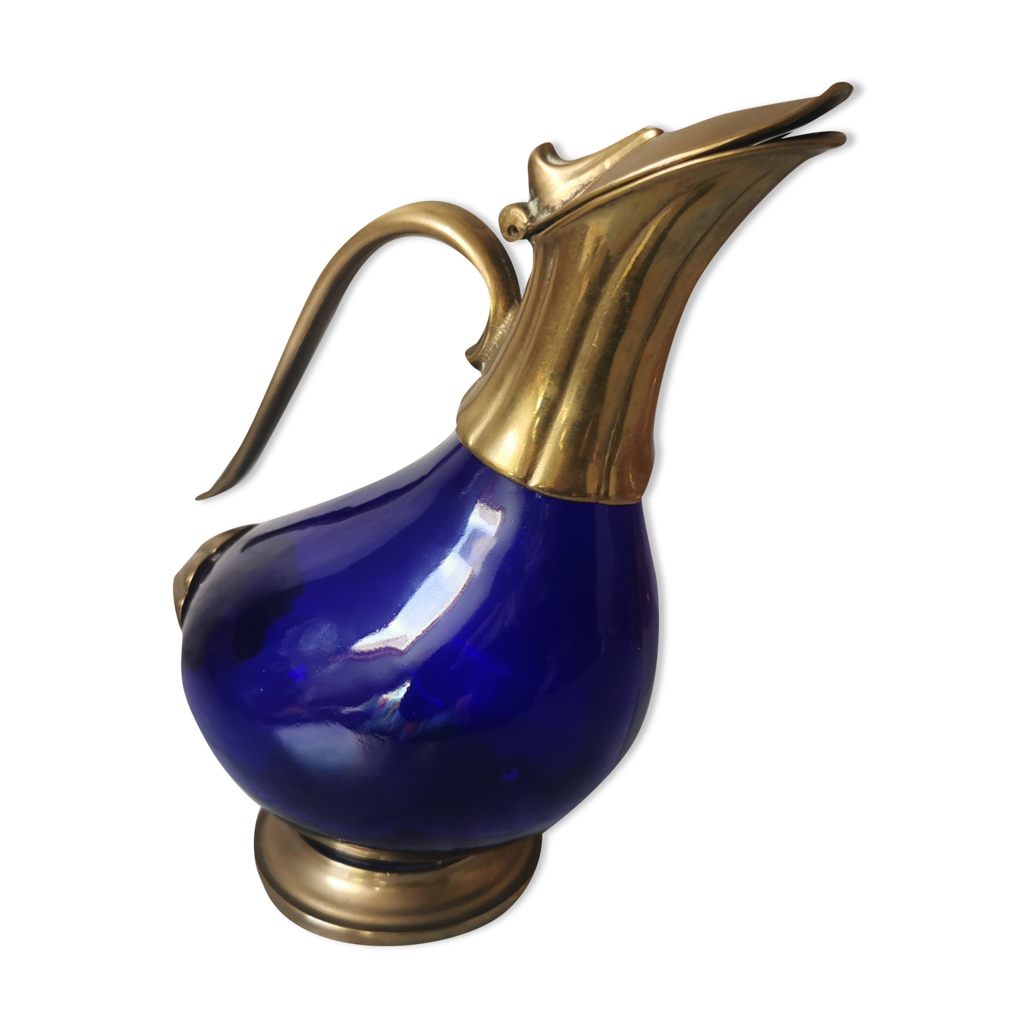 Glass and brass decanter