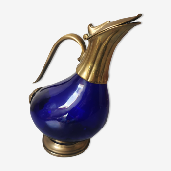 Glass and brass decanter