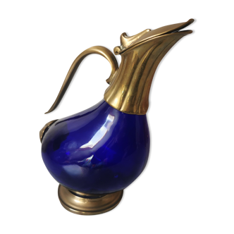 Glass and brass decanter