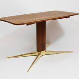 Oswald Haerdtl x Hagenauer Vienna coffee table in brass and walnut, Austria, 1950s