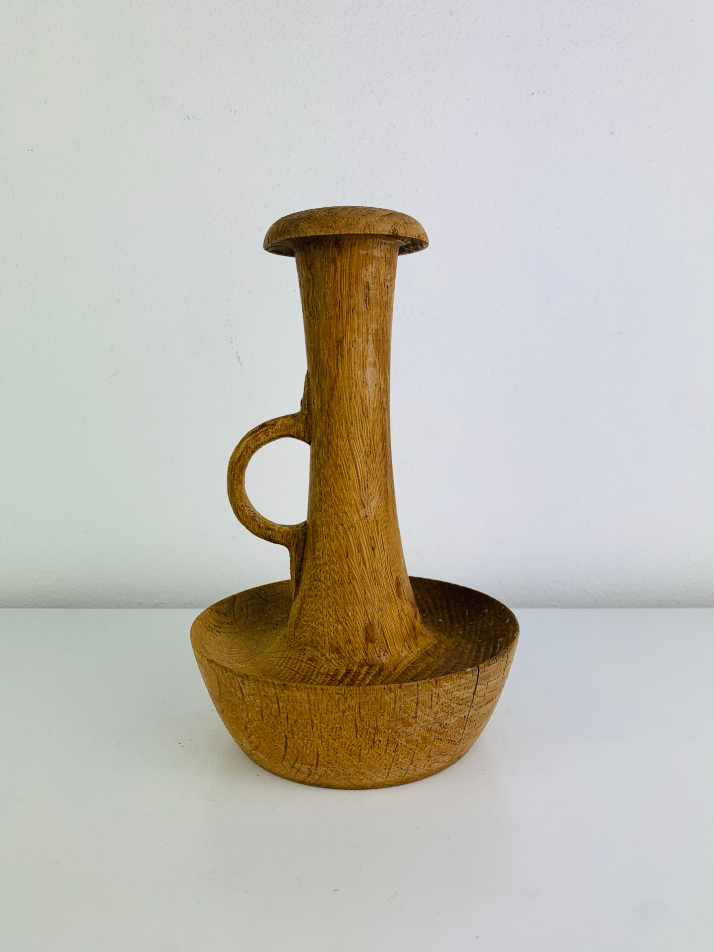 Brutalist candle holder made of solid wood