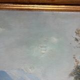 HST painting from the early 20th century "La Sorgue" (Aveyron) signed Chevalier + frame