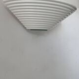 Vintage white lacquered metal and glass wall light, Denmark 1970s