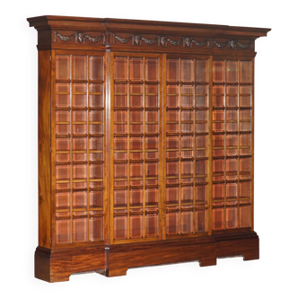 Monumental glass library in Victorian hardwood.