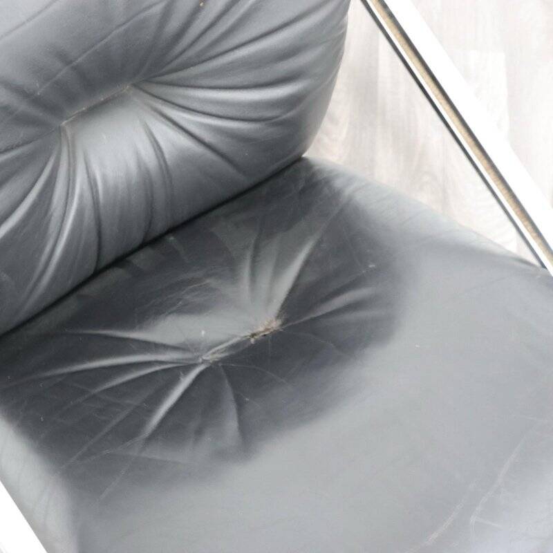 Dining Chairs with Steel and Leather by Mobil Girgi, 1970s, Set of 4