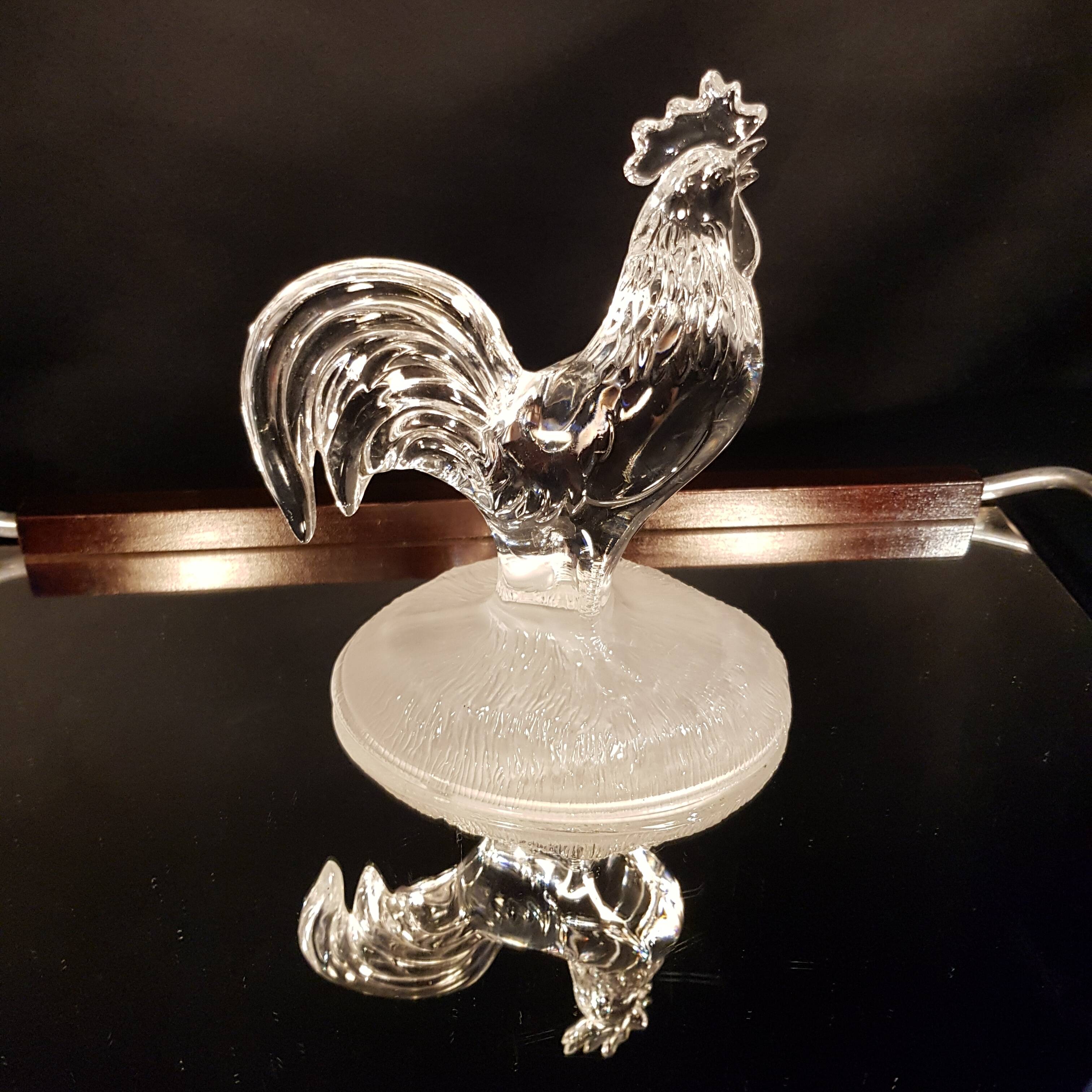 Glass rooster paperweight