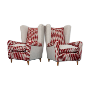 ensemble de 2 fauteuils à pois paolo buffa restauré design des années 50 vintage modernié