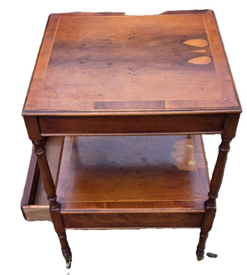 English Nightstand in Varnished Mahogany with One Drawer