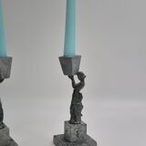 Rare decorative candlesticks in bronze and soapstone, Finland, Art Deco