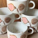 Six Salins stoneware coffee cups 1970