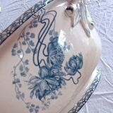 soupière, plat de forme en porcelaine  Sarguemines France décor Royat