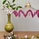 Vintage lace lampshade pendant light in pink frosted glass