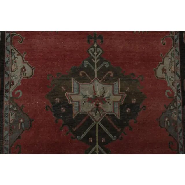 Tapis turc fait main en laine et coton rouge des années 1970 172x278