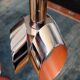 Massive Belgique three-armed waterfall pendant lamp in chrome and orange lacquer