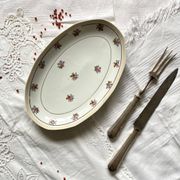 Oval serving dish M and S Berry small flowers and gilding old Limoges porcelain ACC-7108