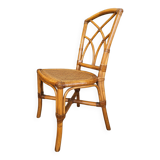 Bamboo and leather chair - 1960s - vintage - mid-century