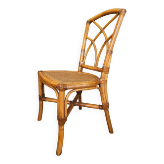 Chaise bambou et cuir - année 60 - vintage- mid-century