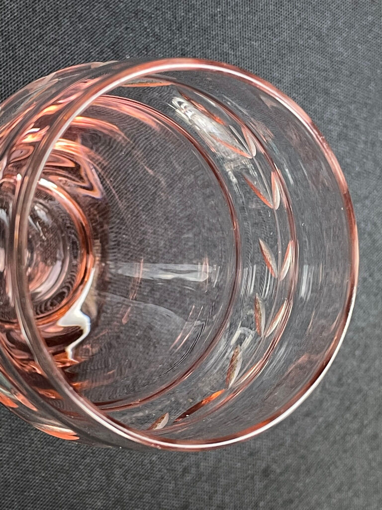 Service for 4 people - Art Deco - Glass or 1/2 pink crystal blown and cut