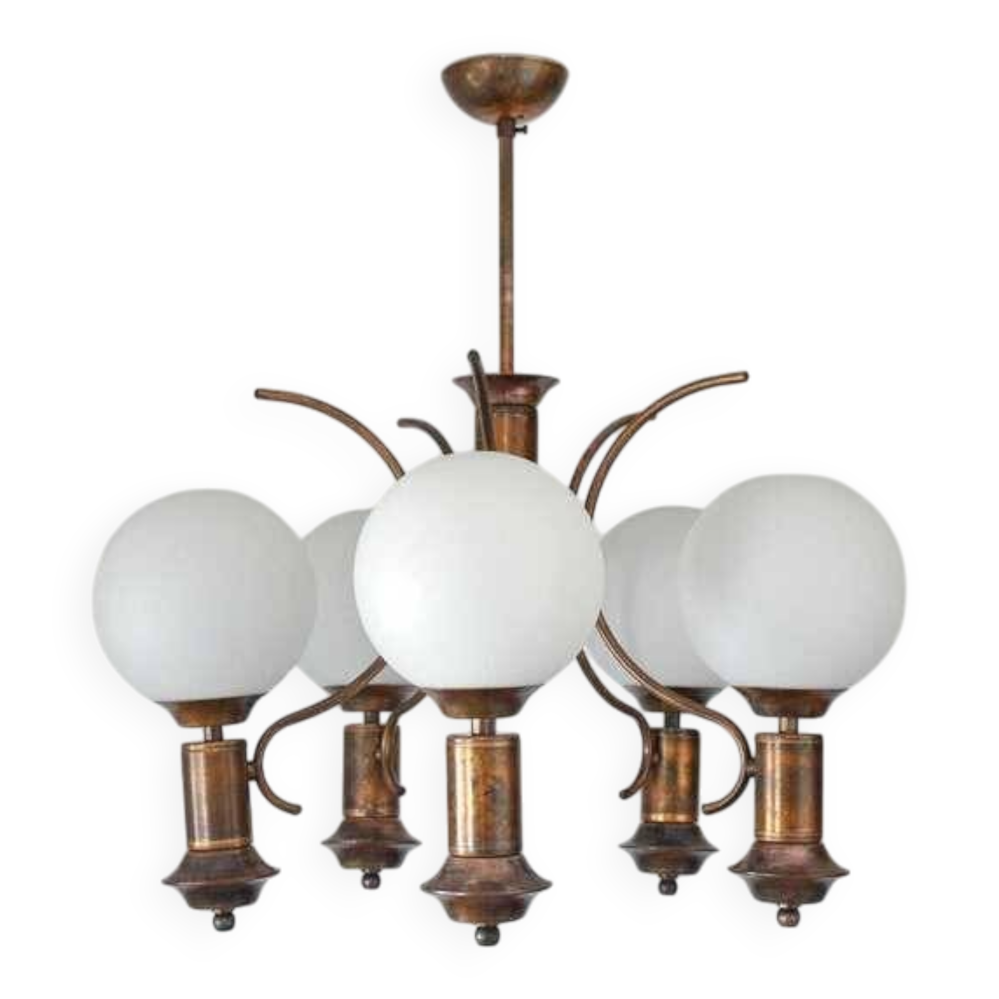 Vintage Copper Pendant Lamp / Hanging Light / Colonial Chandelier 1970's