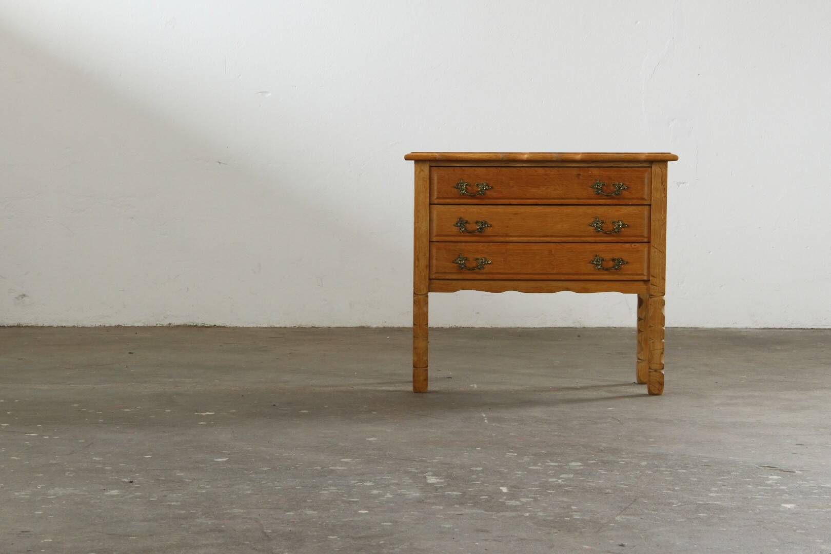 Vintage 1960s Danish three-drawer Oak Side Table, Henning Kjærnulf style