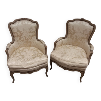 Pair of Louis XV style bergere chairs
