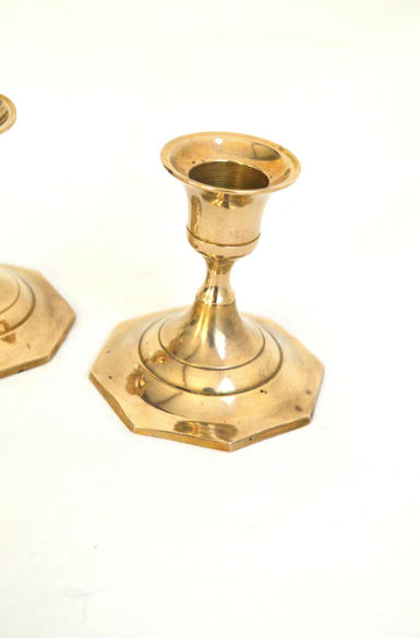 Duo of brass candle holders