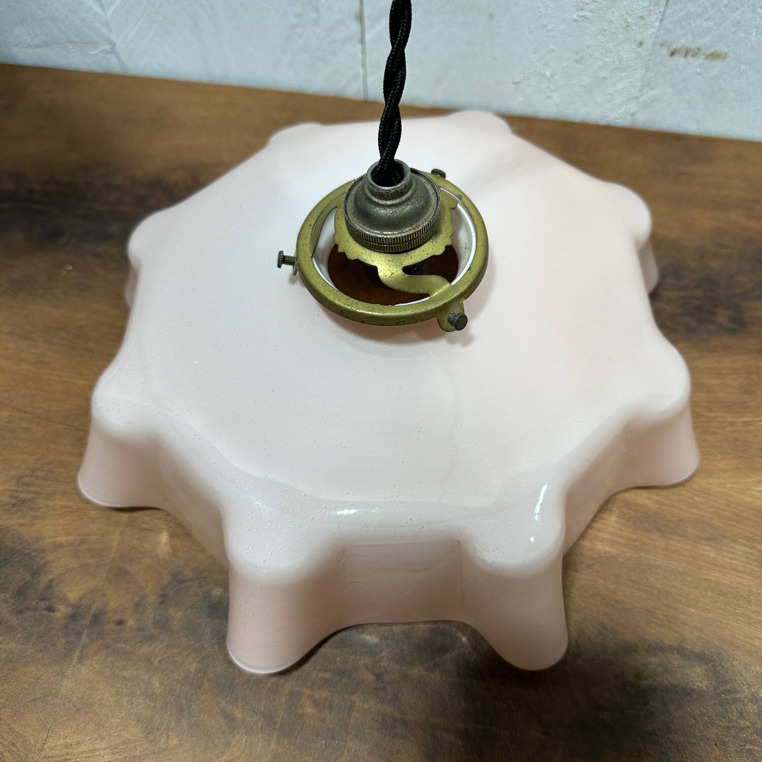 Pink opaline draped pendant light