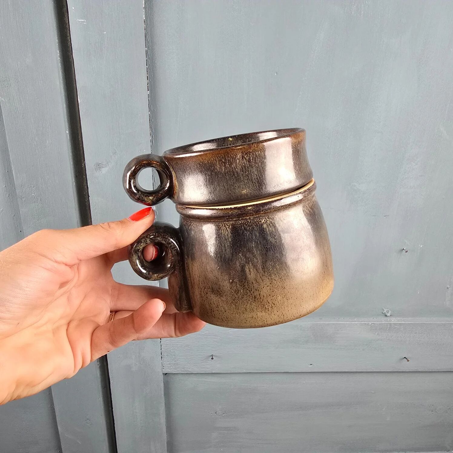 Vintage water butter dish Arts-Ceram Grand Feu – Michel Pointu, Puisaye stoneware from the 1950s
