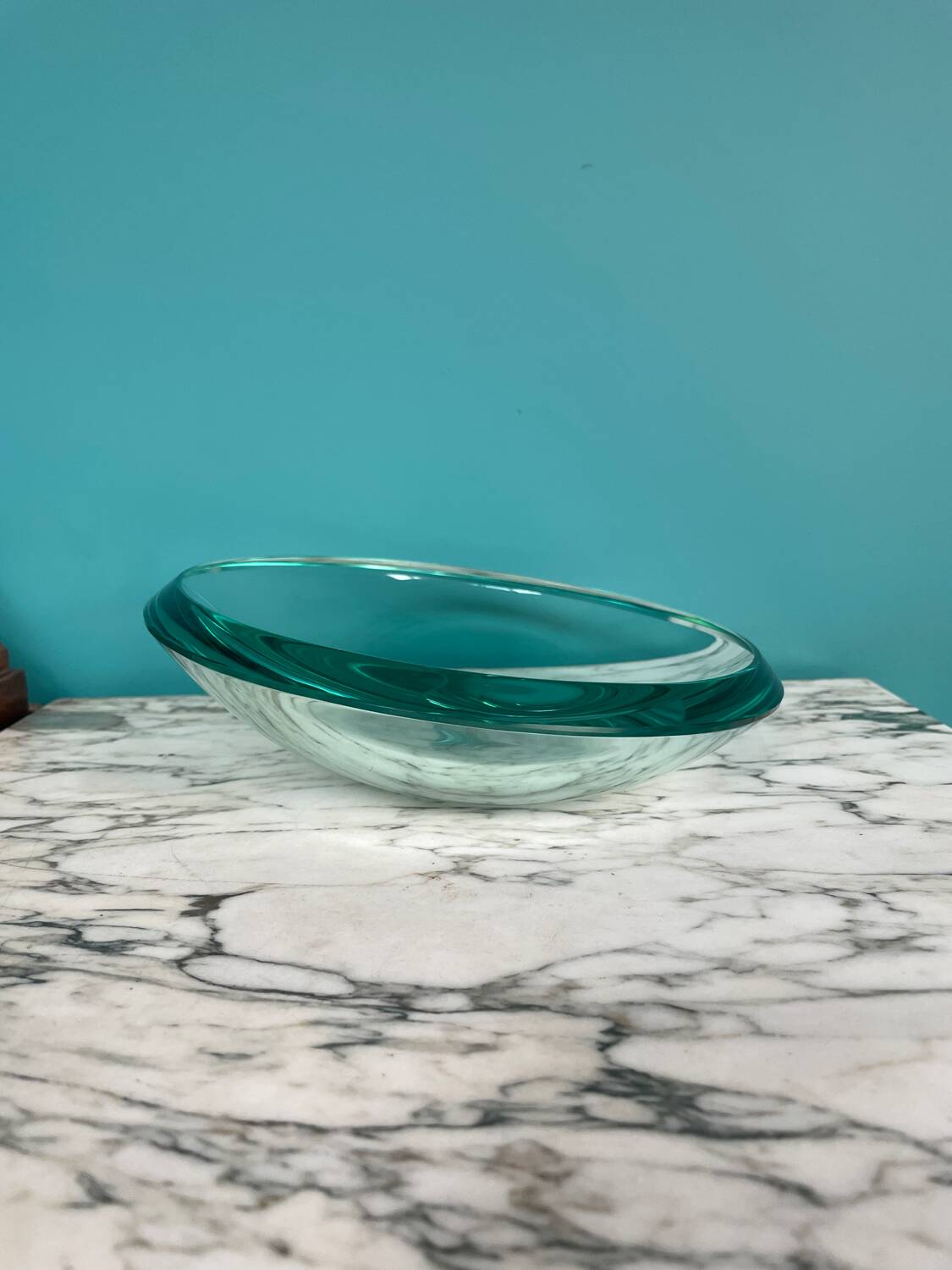 Asymmetrical glass catchall by Max Ingrand for Fontana Arte vintage 1