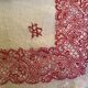 Red and white square sheet 140x140 and 6 towels