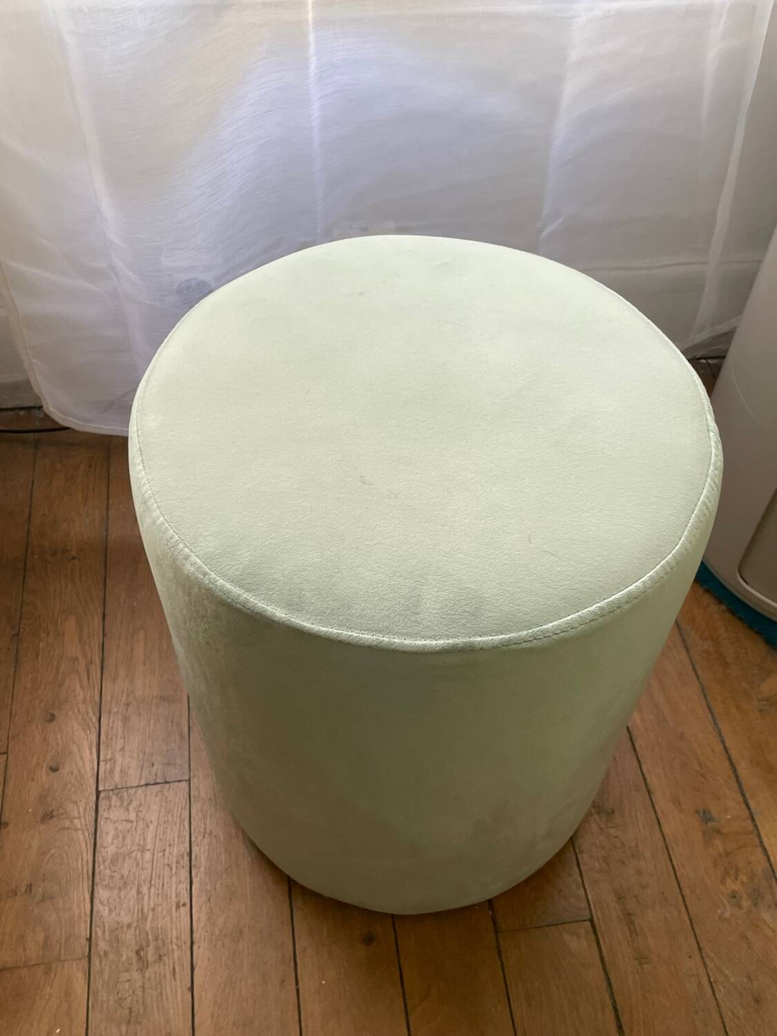 Green velvet footstool