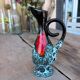 Vintage fat lava vase – turquoise red ceramic foam