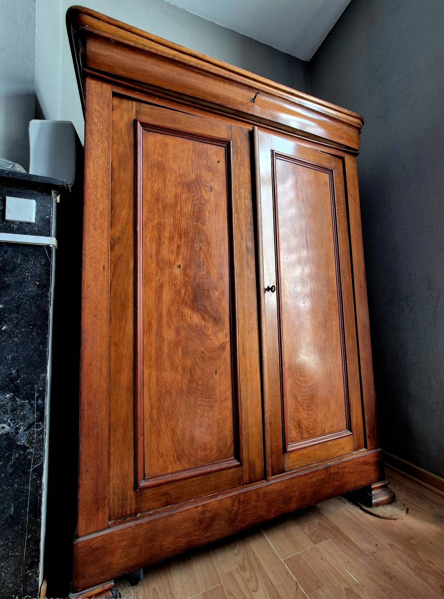 Louis Philippe Wardrobe Cabinet Mahogany 19th Century