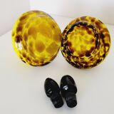 2 flacons art déco en verre jaune et marron Franz Welz
