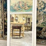 Fireplace Trumeau In White Lacquered Wood, Late 19th Century, Louis XVI Style