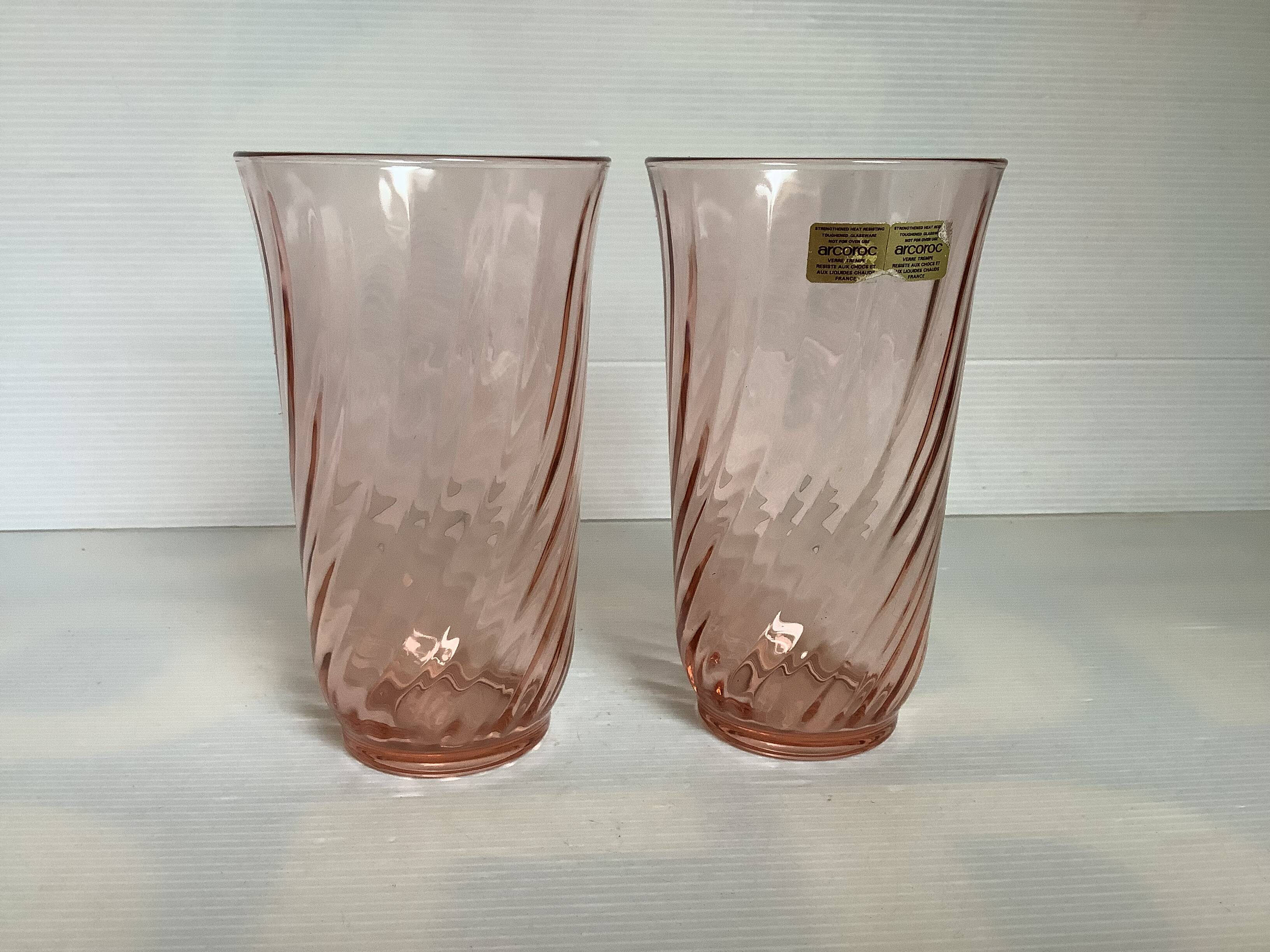 Pair of Arcoroc Rosaline vases